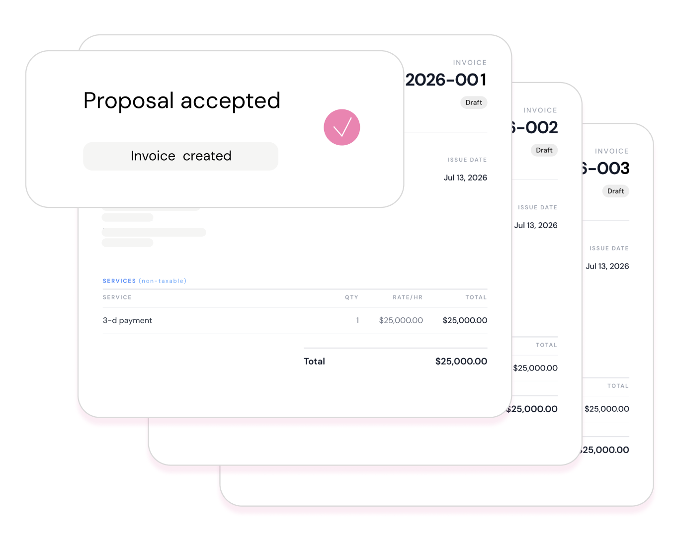 Proposal accepted — invoice created automatically