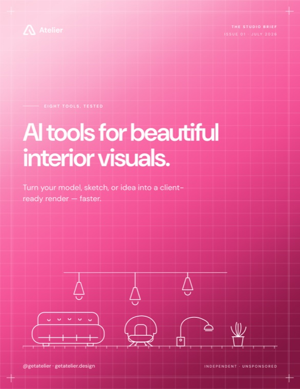 Cover of The Studio Brief, Issue 01 — AI tools for beautiful interior visuals
